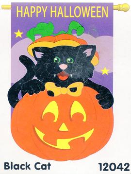 Black Cat Applique Flag