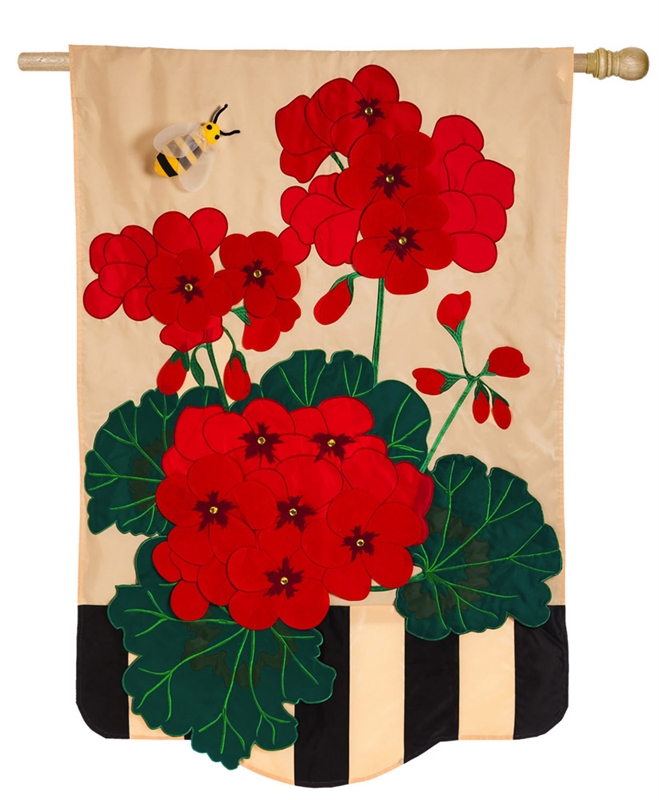 Geraniums House Applique Banner